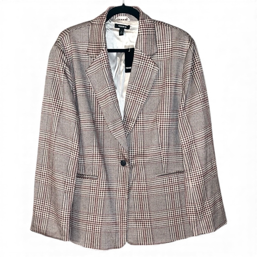 Torrid Jacquard Double Knit Plaid Blazer Size 2